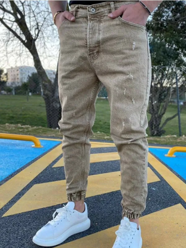 New Men'S Ripped Colorful Slim Denim Jeans sold by Oeyes