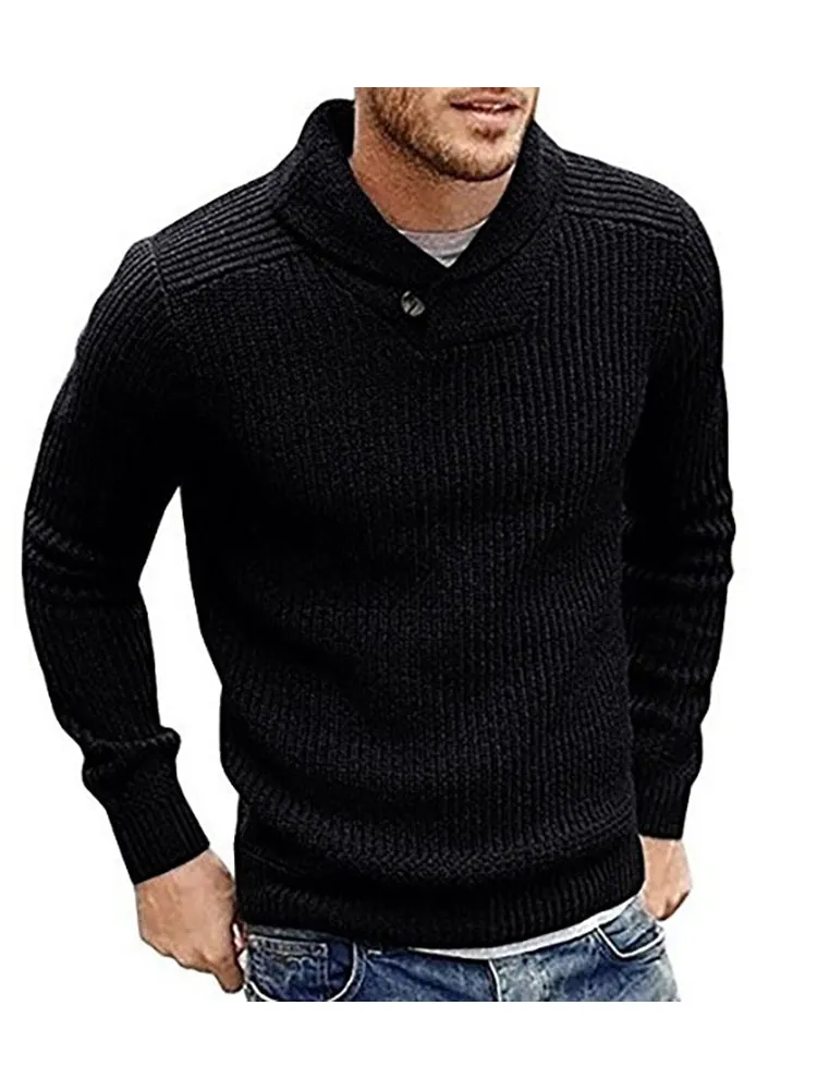 Retro Solid Color Lapel Knitted Sweater sold by Oeyes product image thumbnail 5