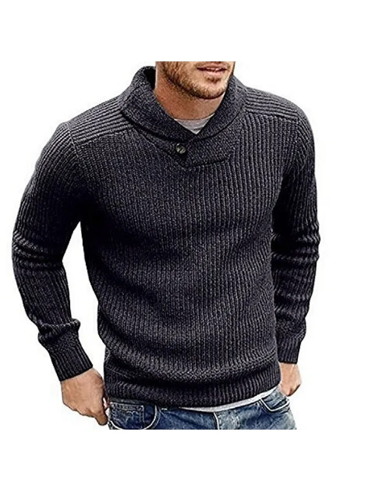 Retro Solid Color Lapel Knitted Sweater sold by Oeyes product image thumbnail 3