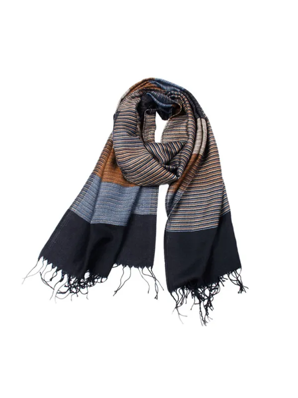 Men'S Stripes Tassel Scarf sold by Oeyes