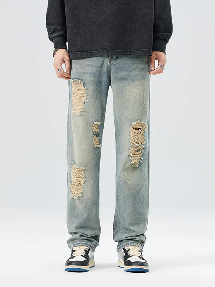 Retro Ripped Patched Jeans sold by Oeyes