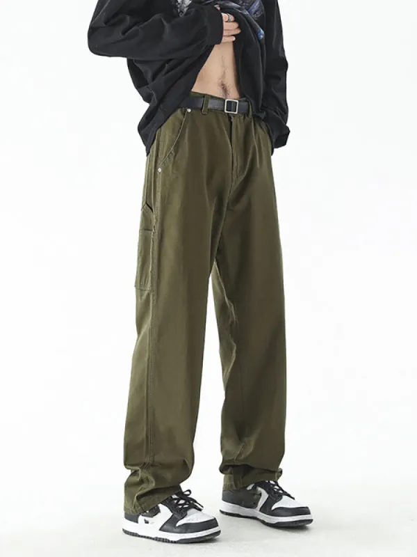 Vintage Straight Workwear Loose Street Fashion Cargo Pants sold by Oeyes