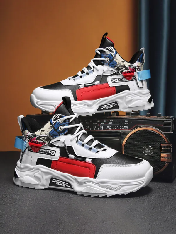 Splicing Color Added Height Running Clunky Sneakers sold by Oeyes