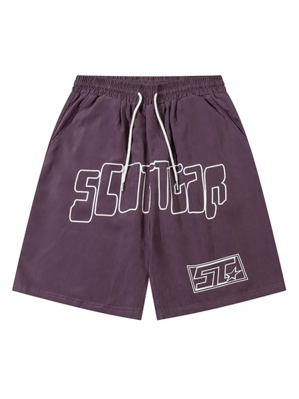 Retro Letter Print Short sold by Oeyes