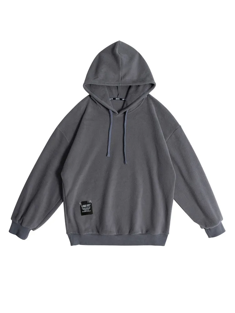 Thickened Hooded Sports Jersey Men'S Casual Loose Warm Fitness Fashion Pullover Running Jacket sold by Oeyes