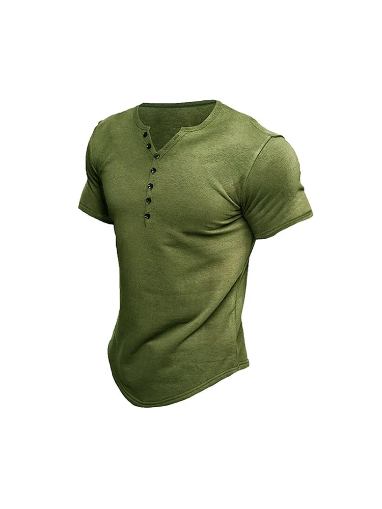 Men'S Solid Color T-Shirts With Button Closure sold by Oeyes product image thumbnail 5