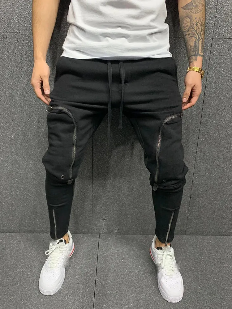 Casual Solid Color Zipper Drawstring Jogger sold by Oeyes