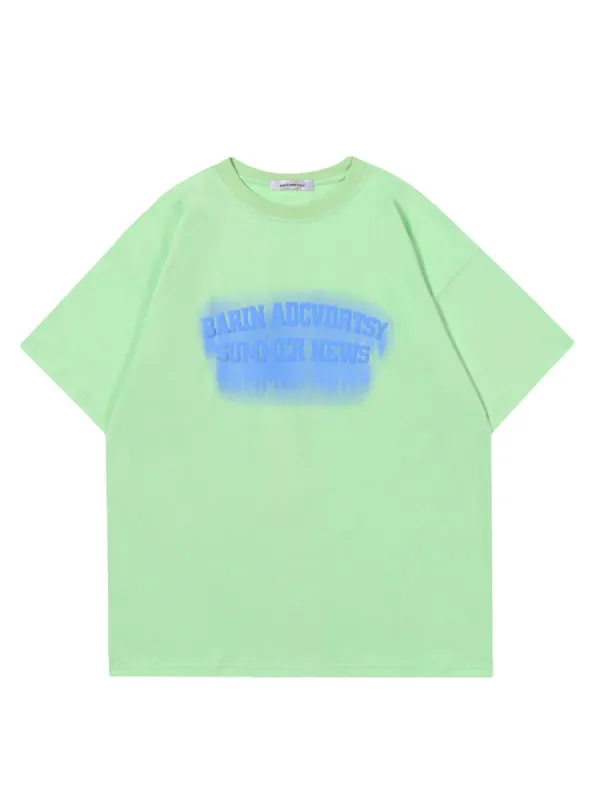 Retro Graffiti Foam Letter Printed T-Shirt sold by Oeyes