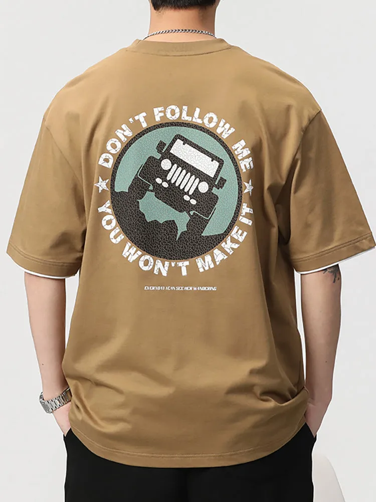 Cartoon Back Letter Printed Men'S Crew Neck T-Shirt sold by Oeyes product image thumbnail 5