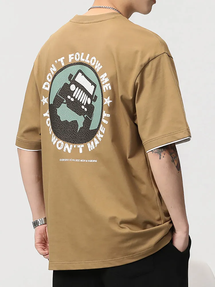 Cartoon Back Letter Printed Men'S Crew Neck T-Shirt sold by Oeyes product image thumbnail 3