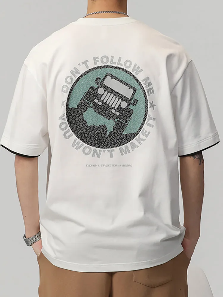 Cartoon Back Letter Printed Men'S Crew Neck T-Shirt sold by Oeyes product image thumbnail 2