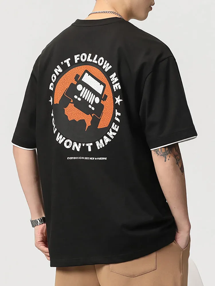 Cartoon Back Letter Printed Men'S Crew Neck T-Shirt sold by Oeyes product image thumbnail 4