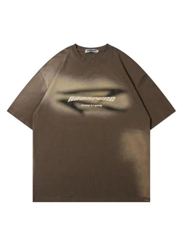 Washed Spray Painting Foam Print T-Shirt sold by Oeyes