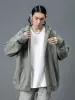 Casual Solid Color Zipper Brushed Coat sold by Oeyes