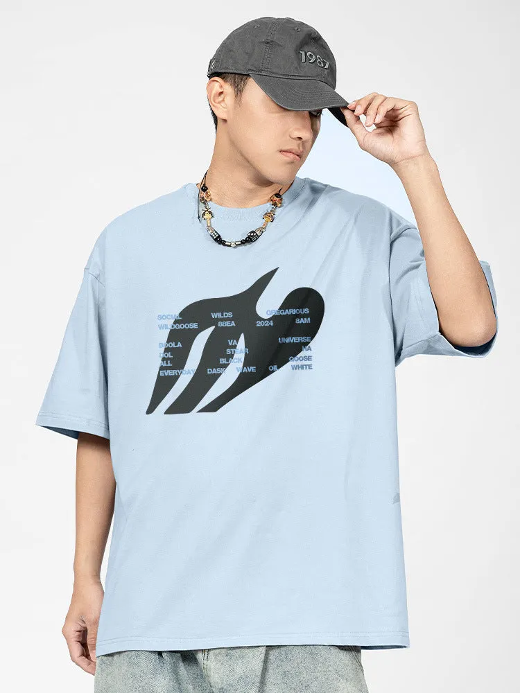 Loose-Fitting Letter Print T-Shirt sold by Oeyes