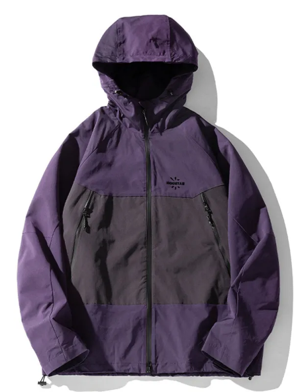 Colourblocked Loose Hooded Jacket sold by Oeyes