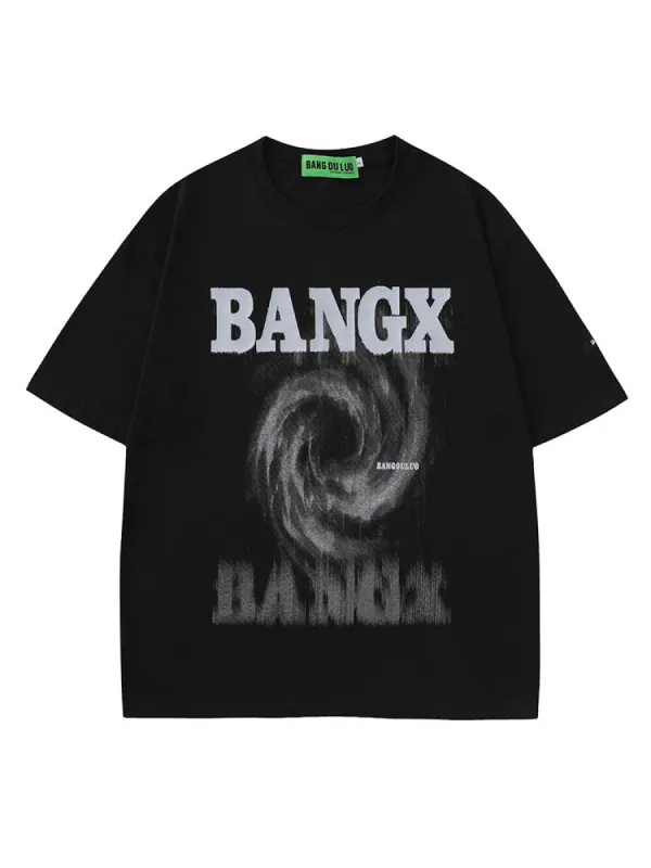 Casual Swirl Letter Print T-Shirt sold by Oeyes