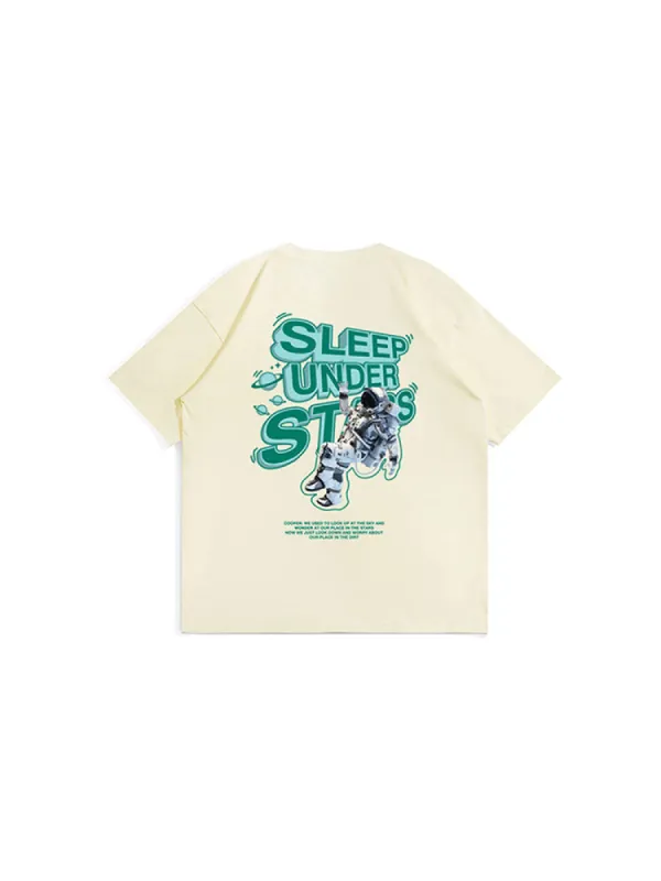 Astronaut Printing Men's T-Shirt Loose Street Fashion Bottoming Shirt sold by Oeyes