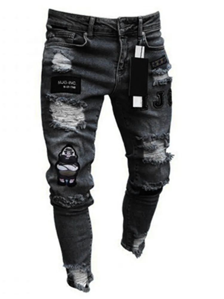 Hip Hop Cartoon Print Ripped Jeans sold by Oeyes product image thumbnail 3