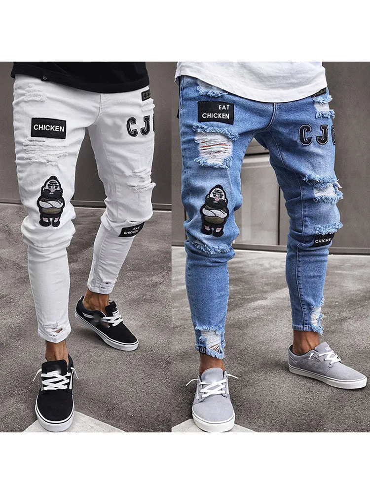 Hip Hop Cartoon Print Ripped Jeans sold by Oeyes product image thumbnail 5