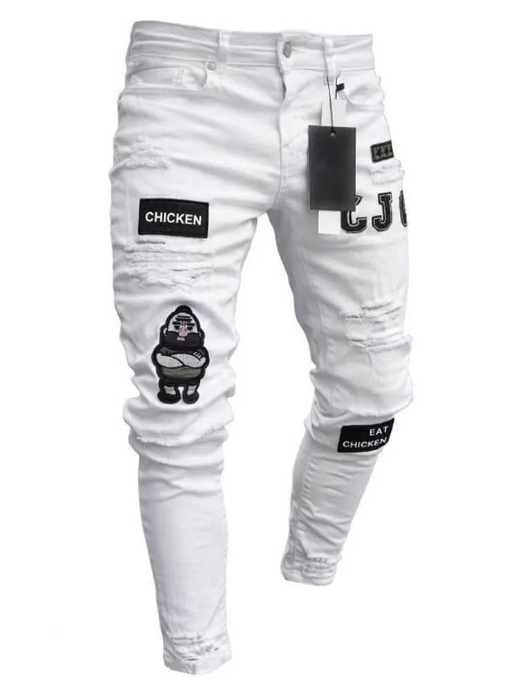 Hip Hop Cartoon Print Ripped Jeans sold by Oeyes product image thumbnail 4