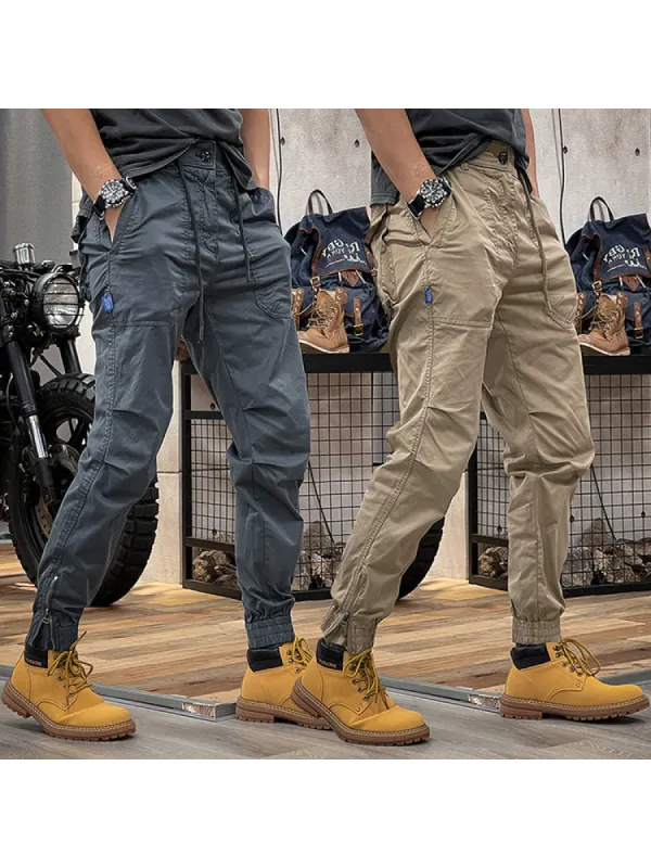 Retro Lastic Waist Multi-Pocket Loose Cargo Pants sold by Oeyes