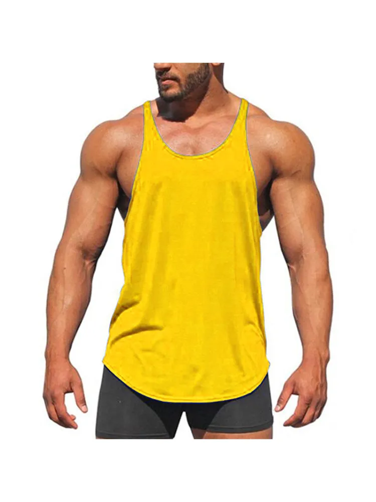 Solid Colour Men'S Sports Vest Cotton Fitness Tank sold by Oeyes product image thumbnail 3