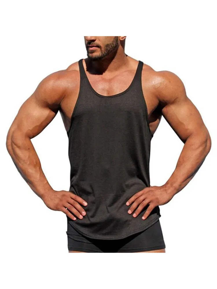 Solid Colour Men'S Sports Vest Cotton Fitness Tank sold by Oeyes product image thumbnail 2