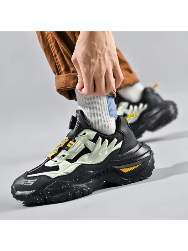 Men'S Button Lace Running Stylish Wings Pattern Clunky Sneakers sold by Oeyes