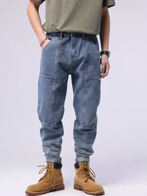 New Fashion Slim Straight Leg Washed Denim Jeans For Men sold by Oeyes