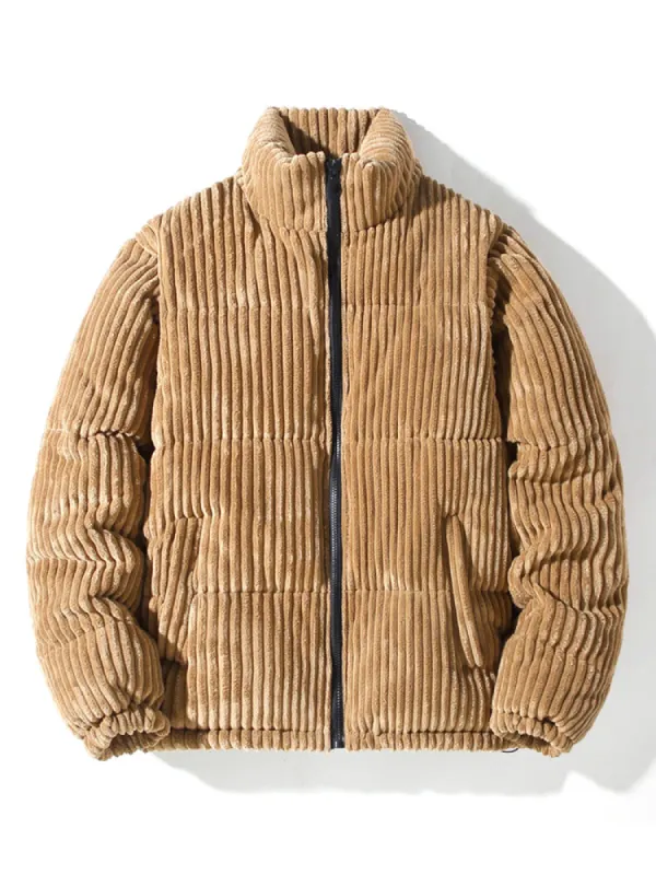 Corduroy Fleece Lapel Quilted Coats sold by Oeyes