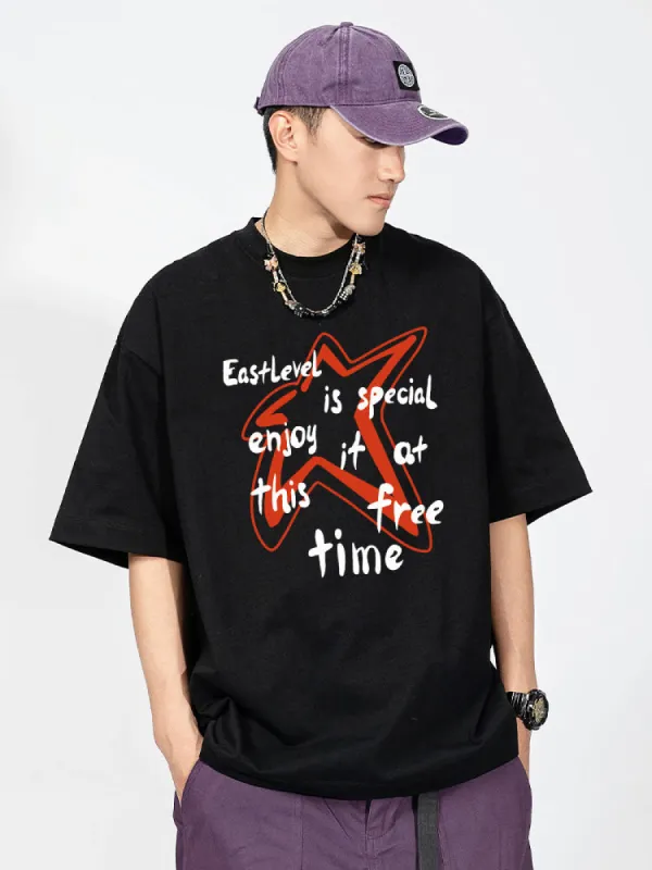 Pentagram Letter Print T-Shirt sold by Oeyes