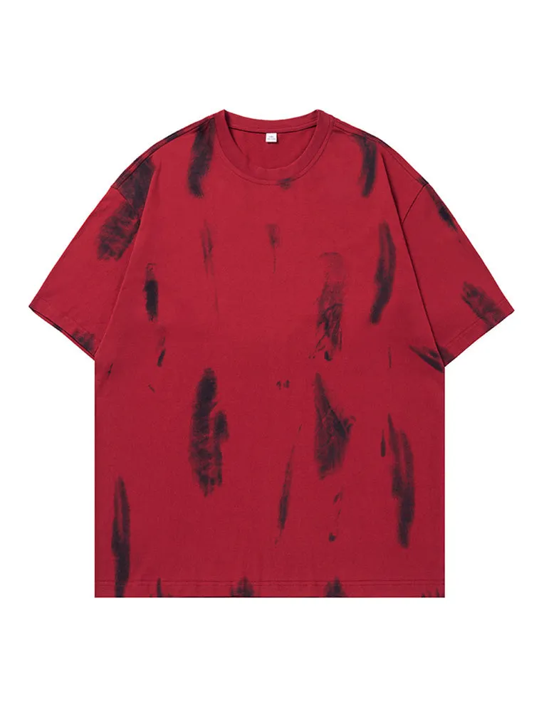 Retro Tie-Dyed Print T-Shirt sold by Oeyes