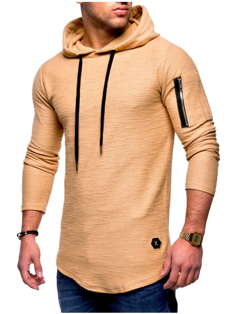 Men'S Solid Colour Round Neck Hooded Long Sleeve Arm Zip Hoodie sold by Oeyes product image thumbnail 3