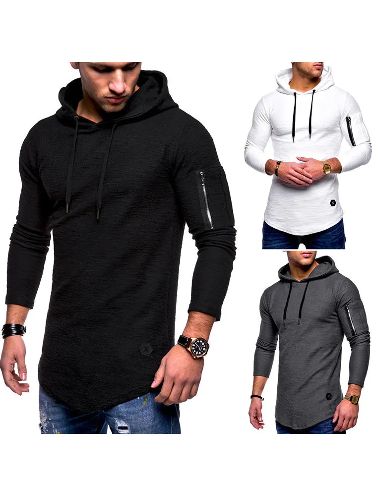 Men'S Solid Colour Round Neck Hooded Long Sleeve Arm Zip Hoodie sold by Oeyes product image thumbnail 5