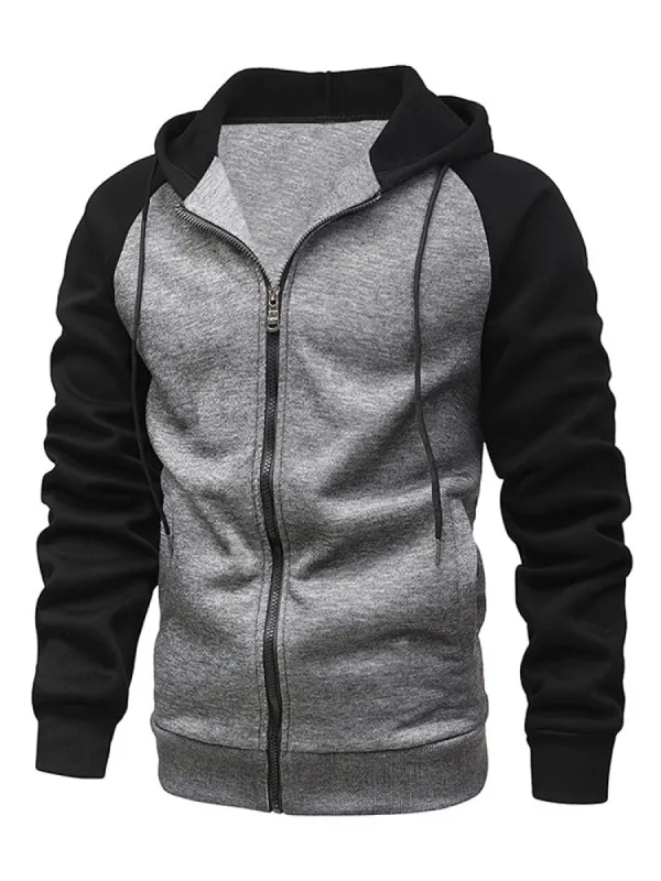 Contrast Color Zipper Hoodies Jacket sold by Oeyes