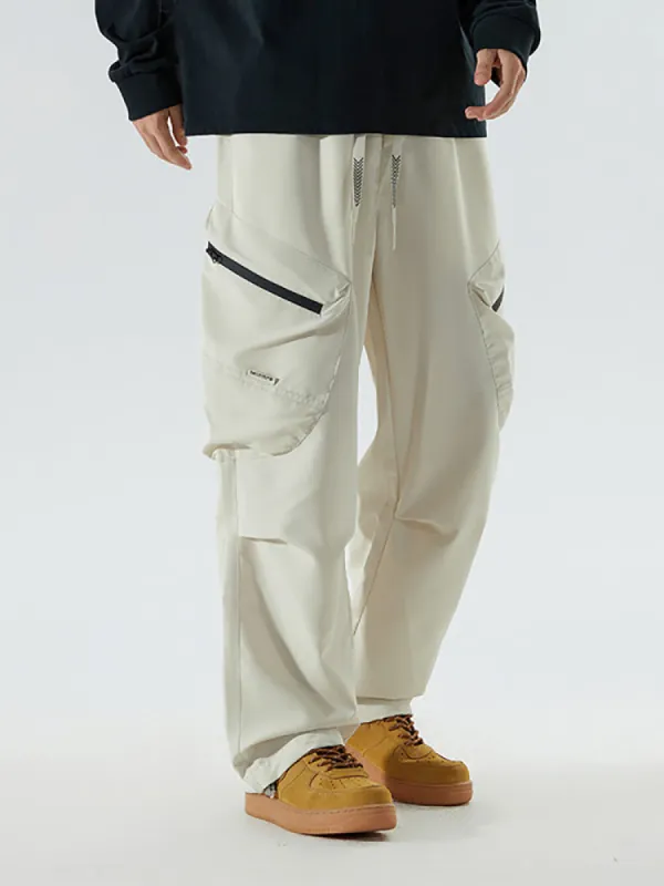 Multi-Picket Solid Color Drawstring Cargo Pants sold by Oeyes