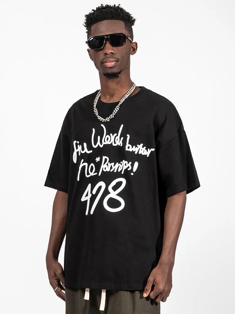 Stylish Letter Print Loose T-Shirt sold by Oeyes product image thumbnail 4