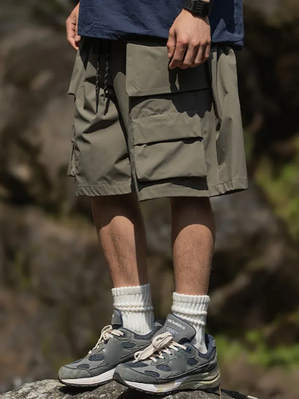 Outdoor Solid Color Pocket Cargo Shorts sold by Oeyes