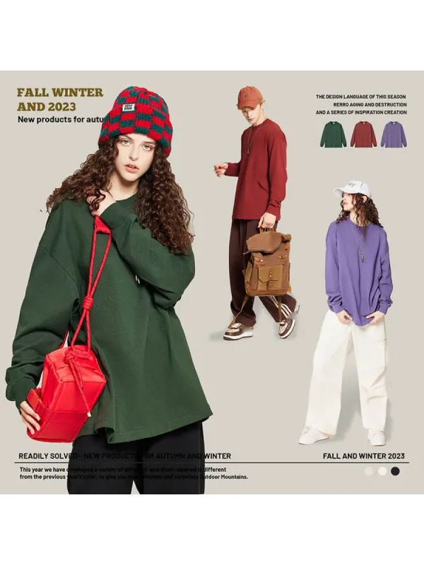 Men'S Flowy Long-Sleeved T-Shirts In Solid Colors sold by Oeyes