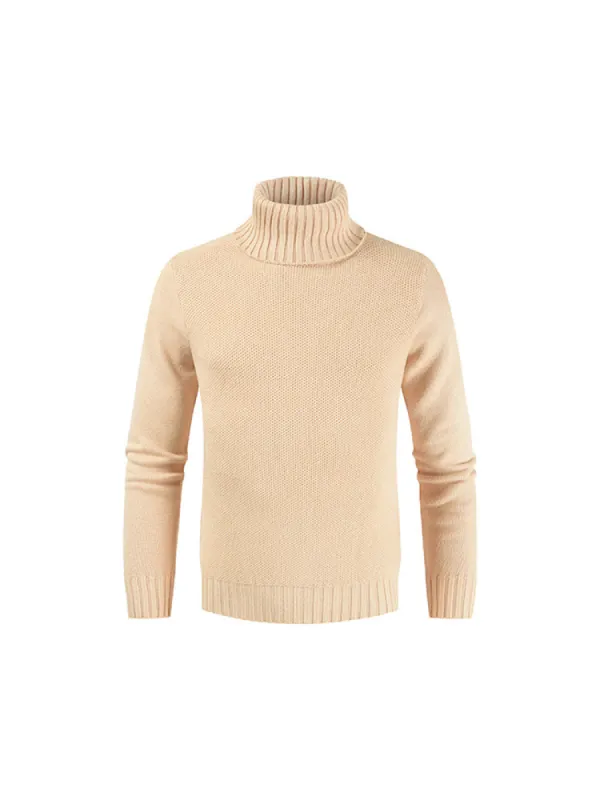 Winter New Men'S Pullover Slim Turtleneck Solid Color Sweater sold by Oeyes