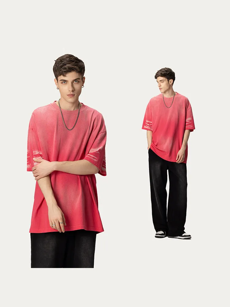 Casual Solid Color Tie-Dye T-Shirt sold by Oeyes product image thumbnail 4