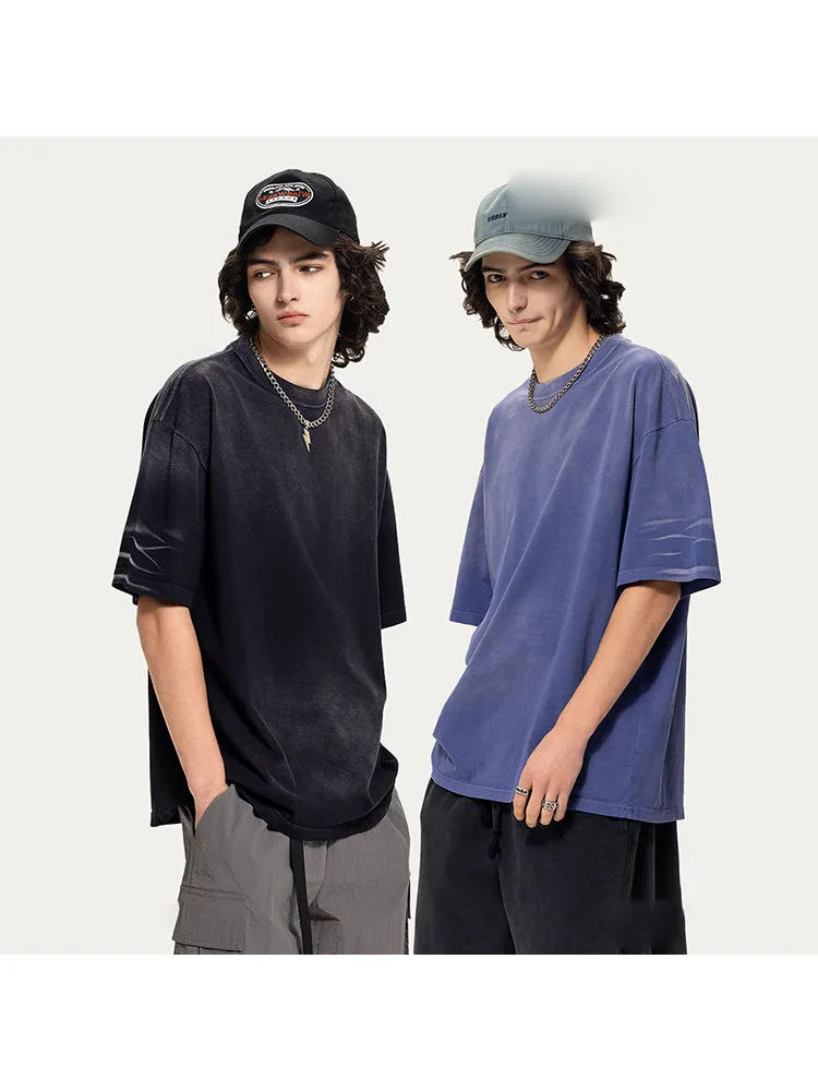 Casual Solid Color Tie-Dye T-Shirt sold by Oeyes