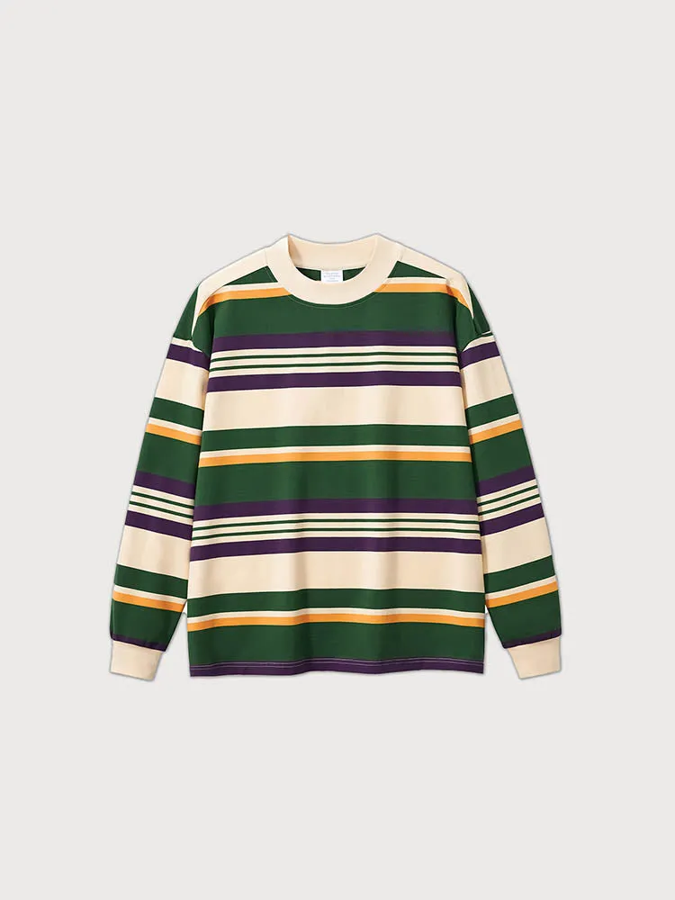 Men'S Stripes Cotton Long-Sleeved T-Shirts sold by Oeyes