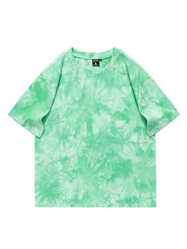 Short-Sleeved Tie-Dye Design T-Shirt sold by Oeyes