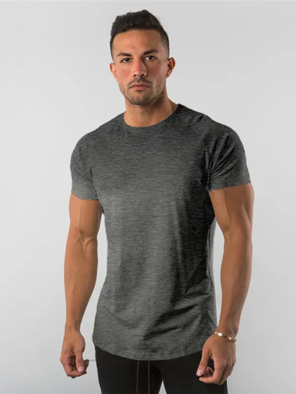 Solid Colour Men'S Tops Fitness Sports Short Sleeve T-Shirt sold by Oeyes