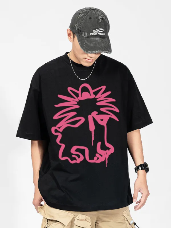 Retro Graffiti Cartoon Print T-Shirt sold by Oeyes