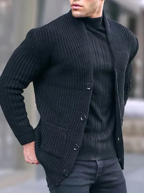 Solid Color Pocket Button Cardigan Sweaters sold by Oeyes