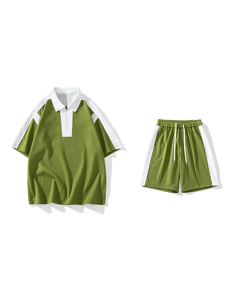 Men'S Half-Zip Polo T-Shirt Sets sold by Oeyes