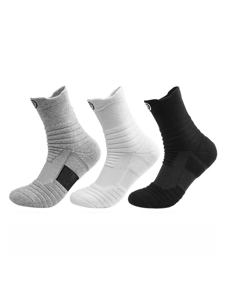 Buy One Get Three Thickened High Top Solid Color Running Sports Socks sold by Oeyes product image thumbnail 2